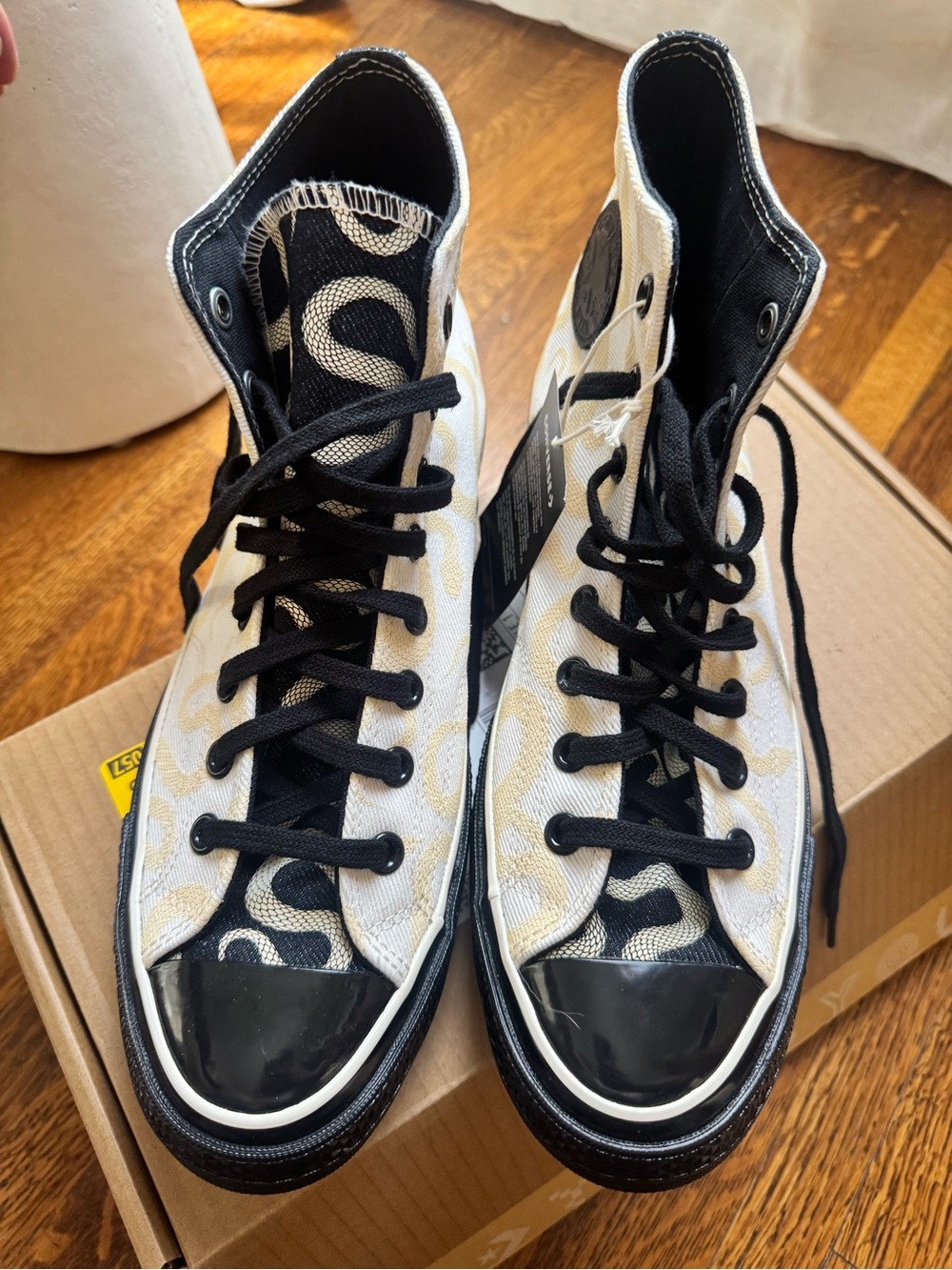 High-Top Converse All  Star Canvas Sneakers with Snake Pattern 10.5